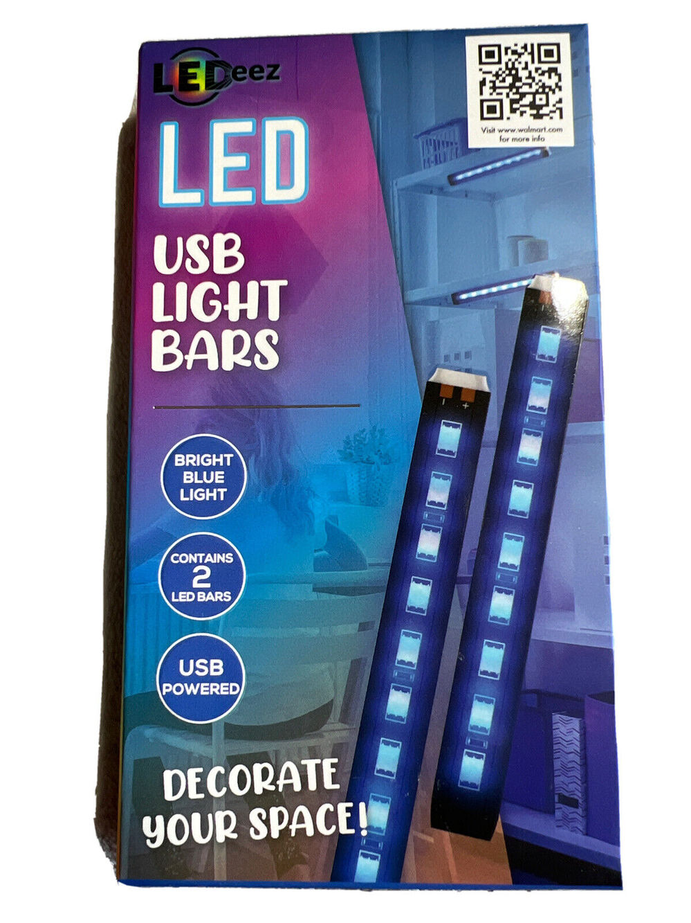 LEDeez BLUE Light Bar 2 Pack Neon Light Glow 5 inch Bars USB NEW